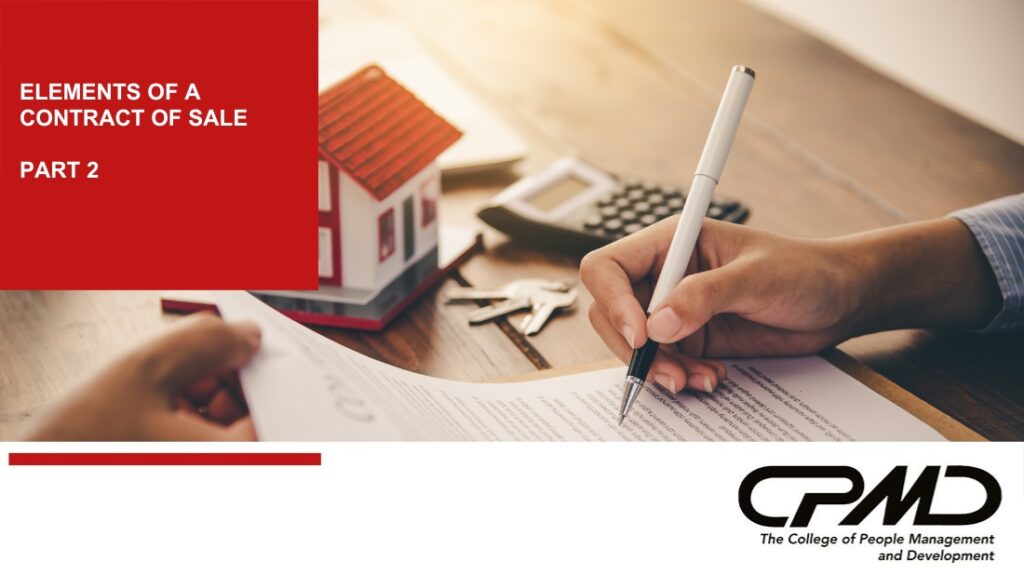 The College of People Management and Development_Elements of a Contract of Sale Part 2