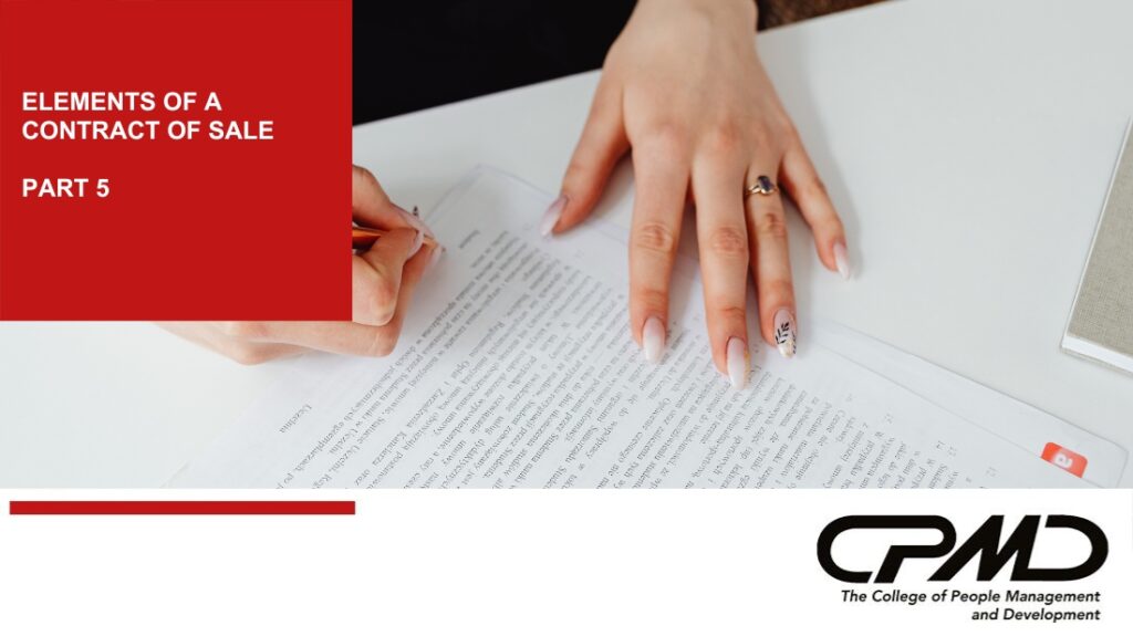 The College of People Management and Development_Elements of a Contract of Sale Part 5