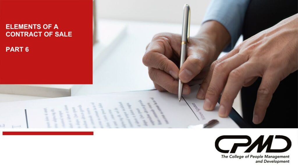 The College of People Management and Development_Elements of a Contract of Sale Part 6